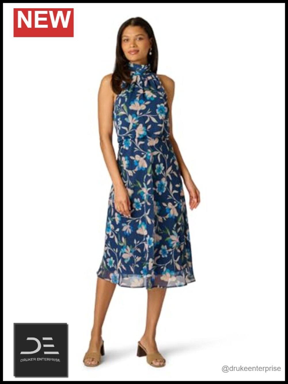 Halter Chiffon Midi Dress